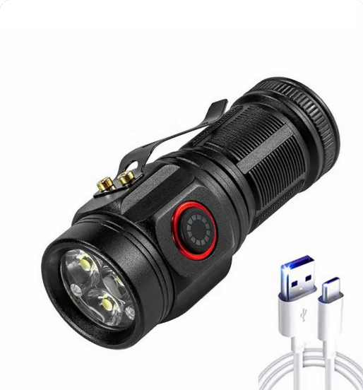 3 Core LED Mini Tactical Flashlight Rechargeable High Power LED Torch Metal Pen Clip Hand Lamp