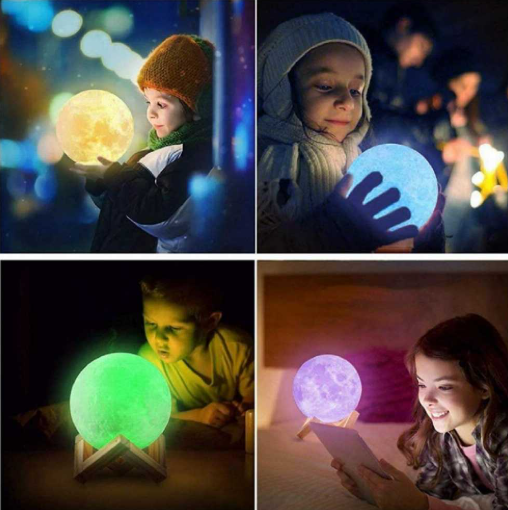 3D Moon Lamp 3 Colours 15 cm Changeable Sensor for Bedroom Touch Moonlight Lamp with Stand USB for Bedside